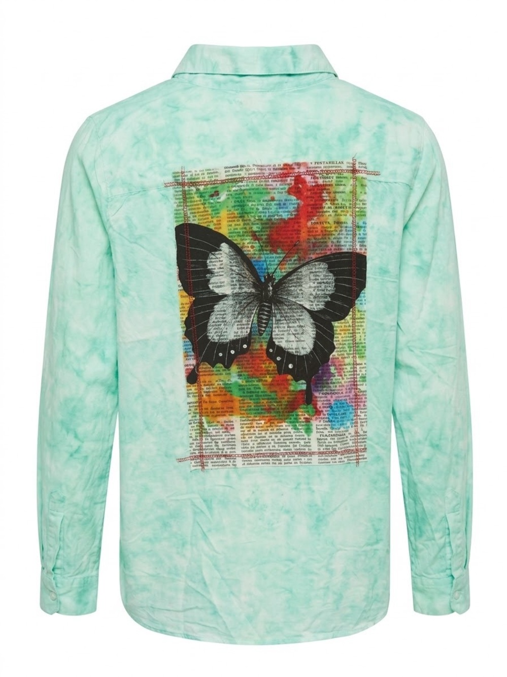 Women’s NU VINTAGE/ Mint Tie-Dye Shirt / Butterfly Back Print/ NWT / L / PTP-22